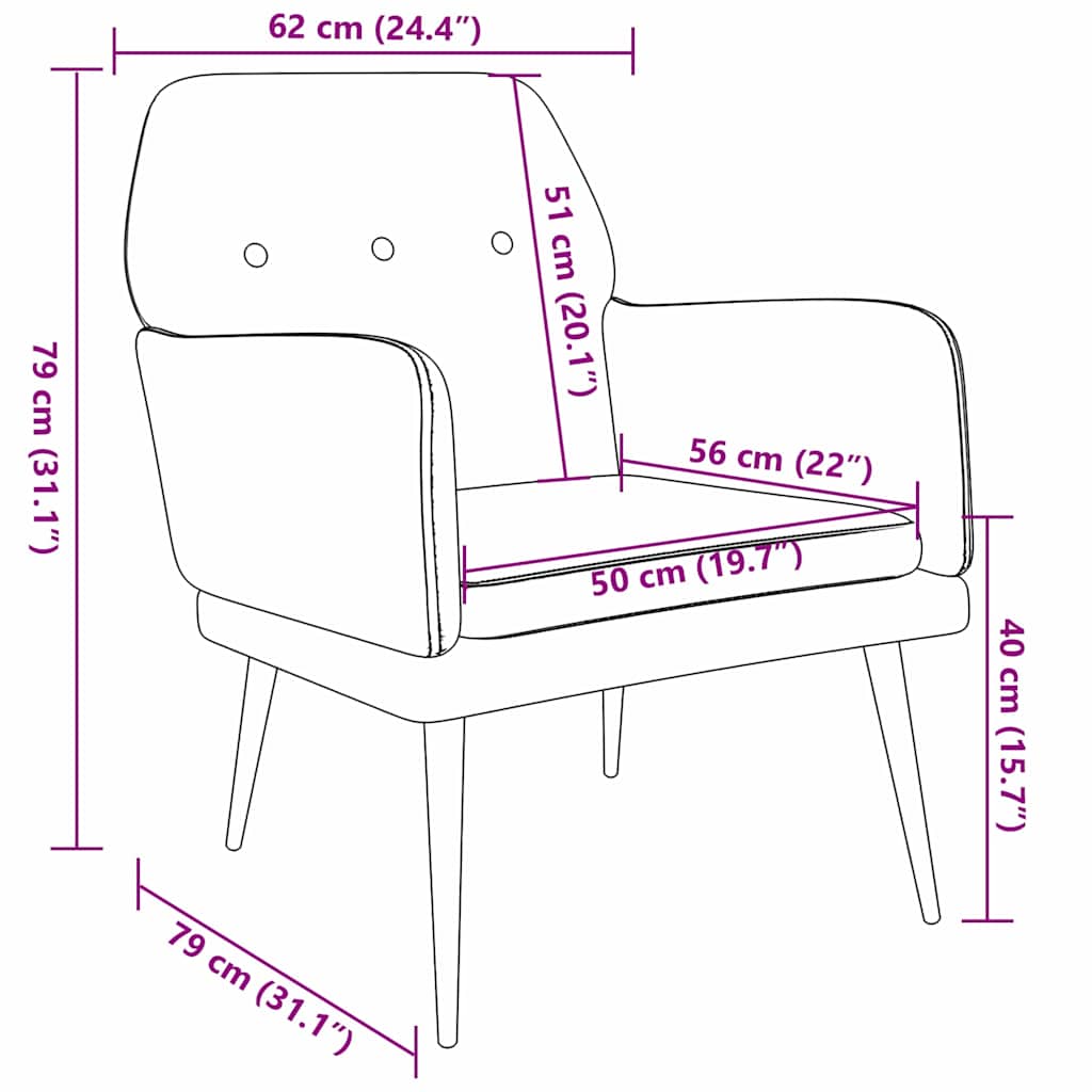 vidaXL Armchair Black 79 x 62 x 79 cm Velvet