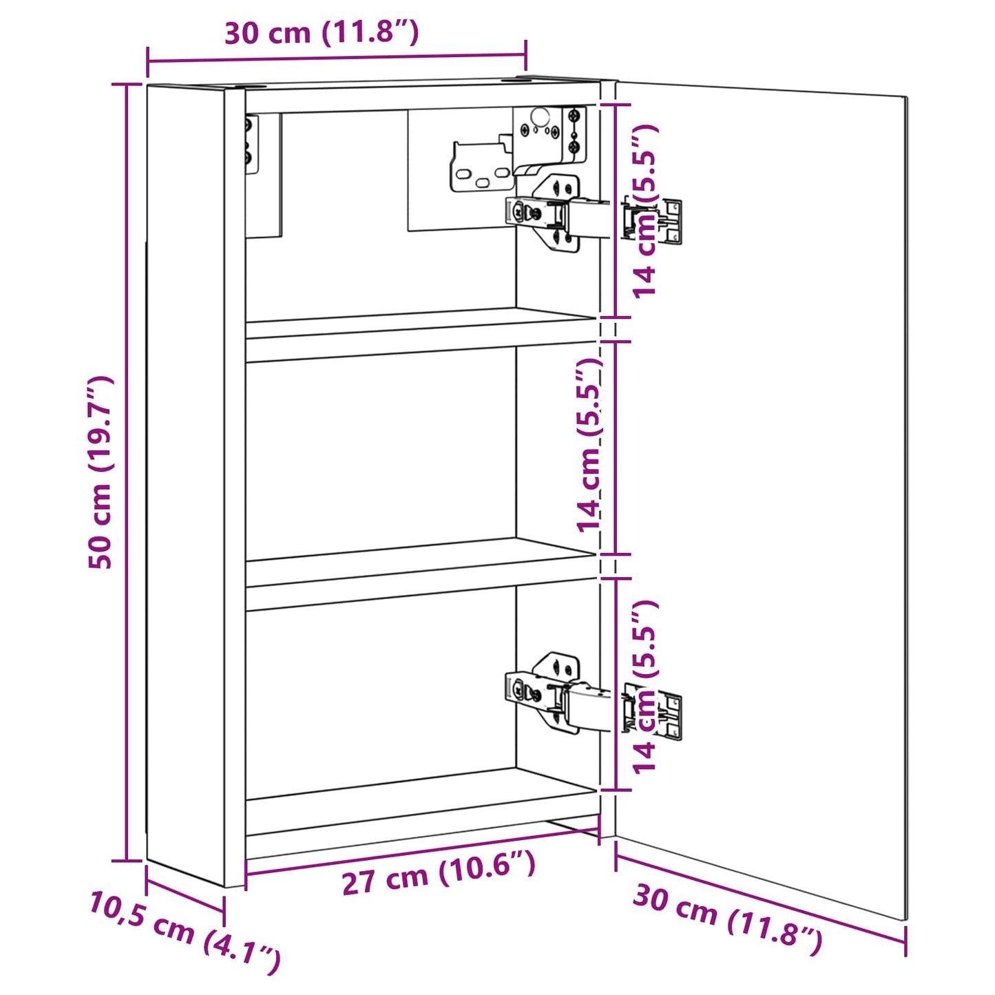 vidaXL Bathroom Mirror Cabinet Old Wood 30 x 10.5 x 50 cm