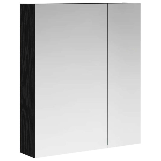 vidaXL Bathroom Mirror Cabinet with Shelf Black Oak 60 x 14.5 x 70 cm