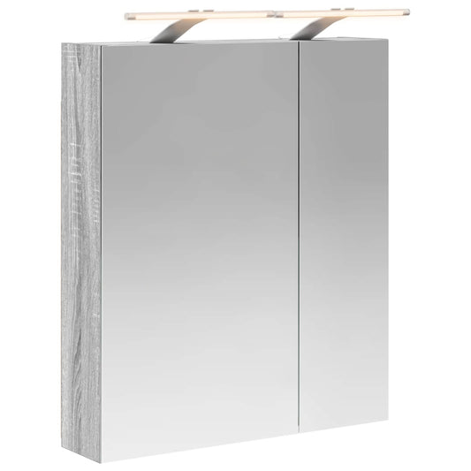 vidaXL Bathroom Mirror Cabinet with Door Grey Sonoma 60 x 14.5 x 70 cm