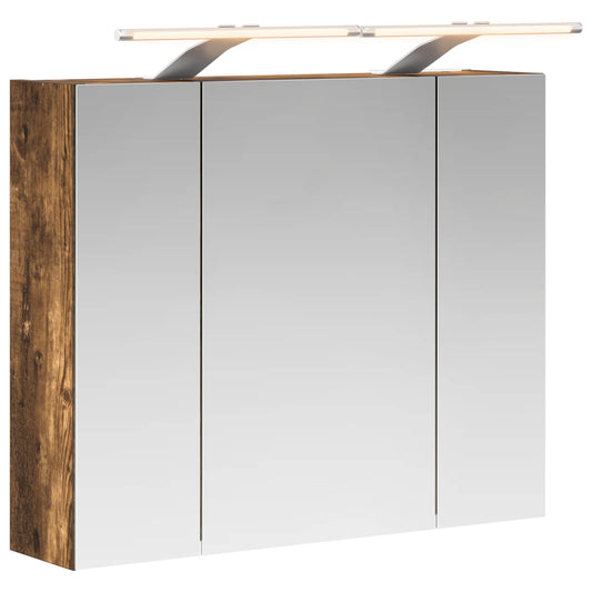 vidaXL Bathroom Mirror Cabinet Smoked Oak 60 x 14.5 x 50 cm