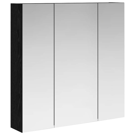 vidaXL Bathroom Mirror Cabinet Black Oak 70 x 14.5 x 70 cm