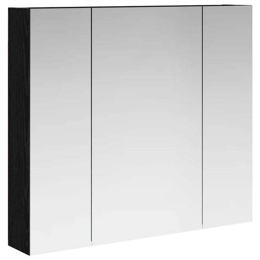 vidaXL Bathroom Mirror Cabinet with Shelf Black Oak 80 x 14.5 x 70 cm