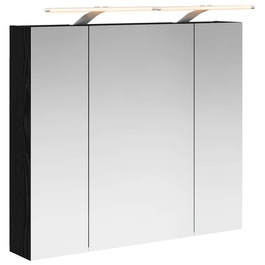 vidaXL Bathroom Mirror Cabinet with Shelf Black Oak 80 x 14.5 x 70 cm