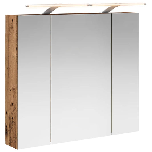 vidaXL Bathroom Mirror Cabinet with Shelf Old Wood 80 x 14.5 x 70 cm