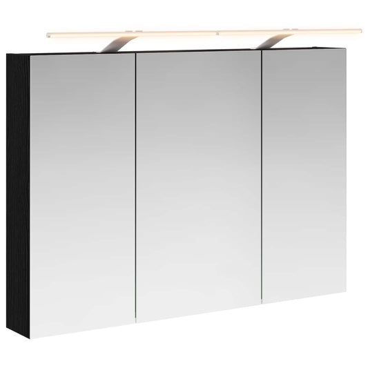 vidaXL Bathroom Mirror Cabinet with Shelf Black Oak 100 x 14.5 x 70 cm