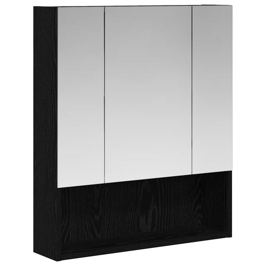 vidaXL Bathroom Mirror Cabinet with Shelf Black Oak 60 x 14.5 x 70 cm