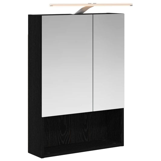 vidaXL Bathroom Mirror Cabinet with Shelf Black Oak 50 x 14.5 x 70 cm