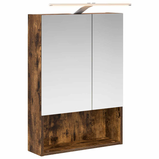 vidaXL Bathroom Mirror Cabinet with Shelf Smoked Oak 50 x 14.5 x 70 cm