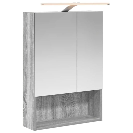 vidaXL Bathroom Mirror Cabinet with Door Grey Sonoma 50 x 14.5 x 70 cm