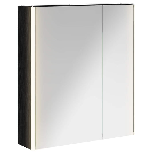 vidaXL Bathroom Mirror Cabinet Black Oak 63.5 x 15.5 x 70 cm