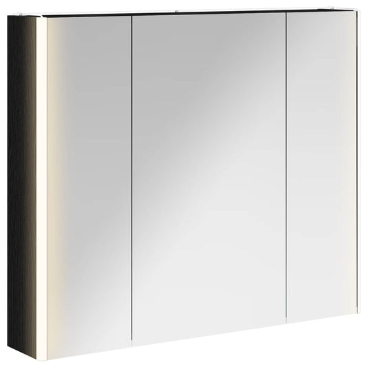 vidaXL Bathroom Mirror Cabinet Black Oak 83.5 x 15.5 x 70 cm