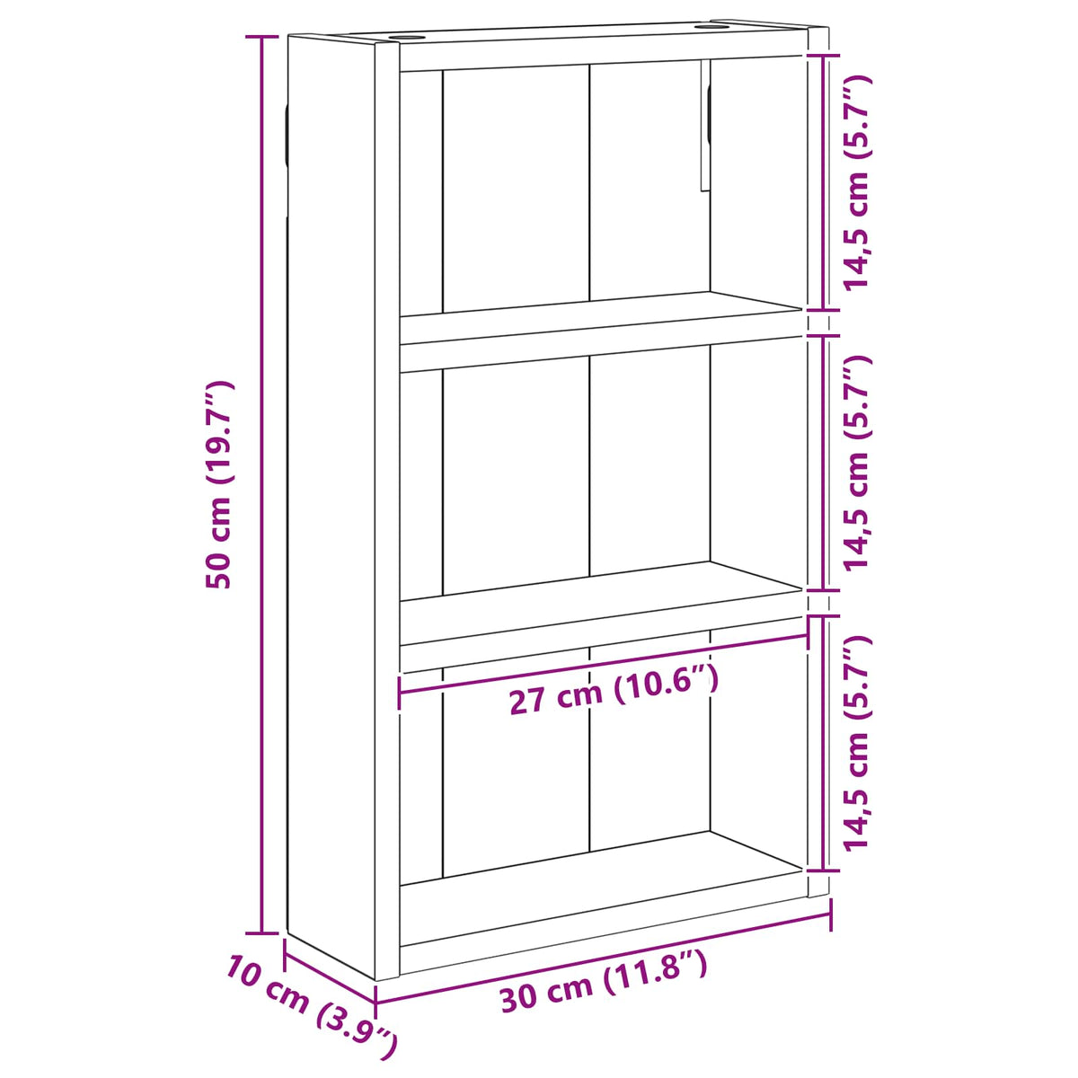 vidaXL Bathroom Wall Cabinet White 30 x 10 x 50 cm Engineered wood