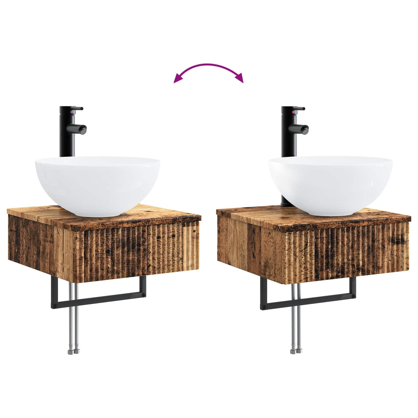 vidaXL Bathroom Cabinet Set 5 pcs Old Wood 43 x 16 x 62.5 cm