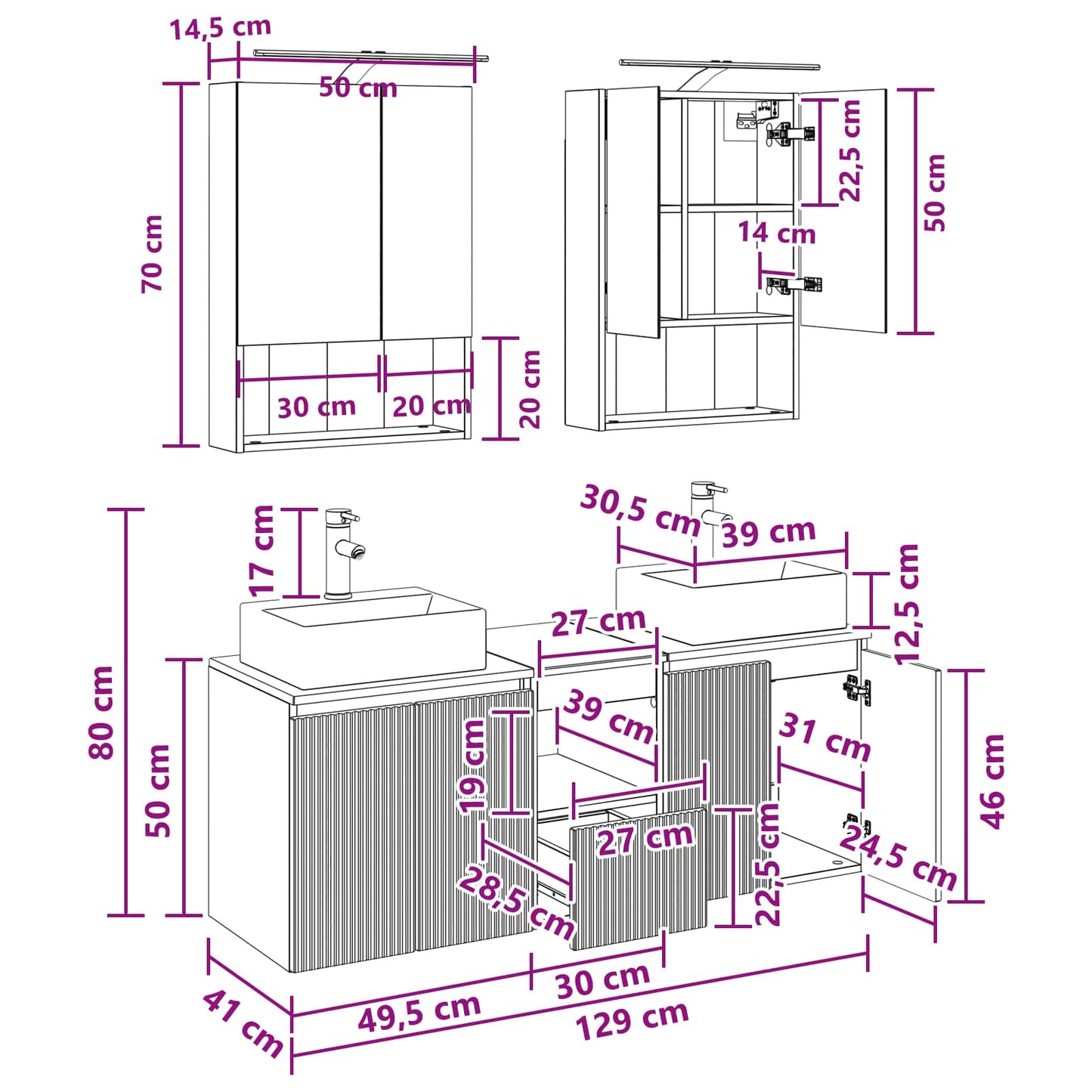 vidaXL Bathroom Cabinet Set 5 pcs Sonoma Oak Engineered Wood