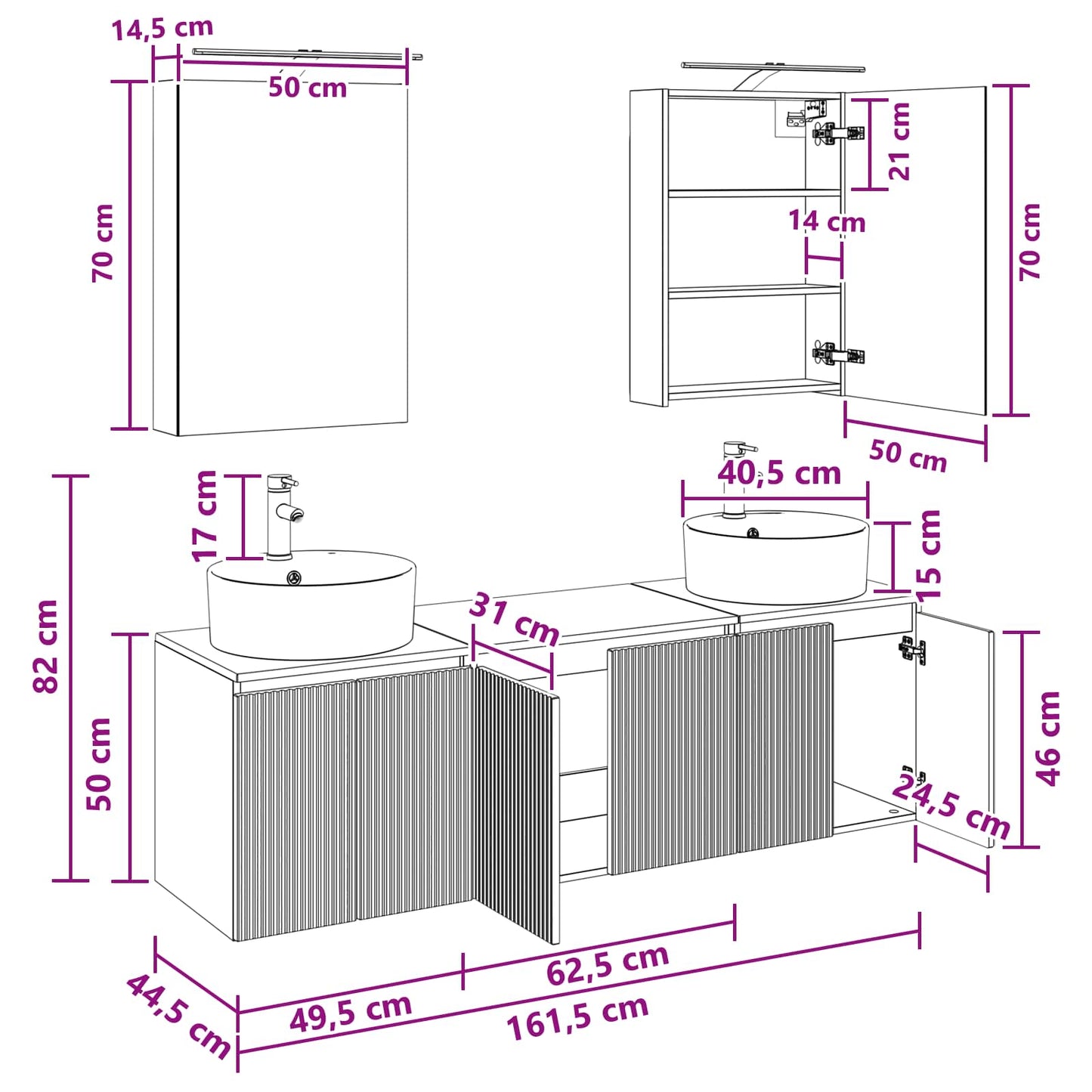 vidaXL Bathroom Cabinet Set 5 pcs Artisan Oak Engineered Wood
