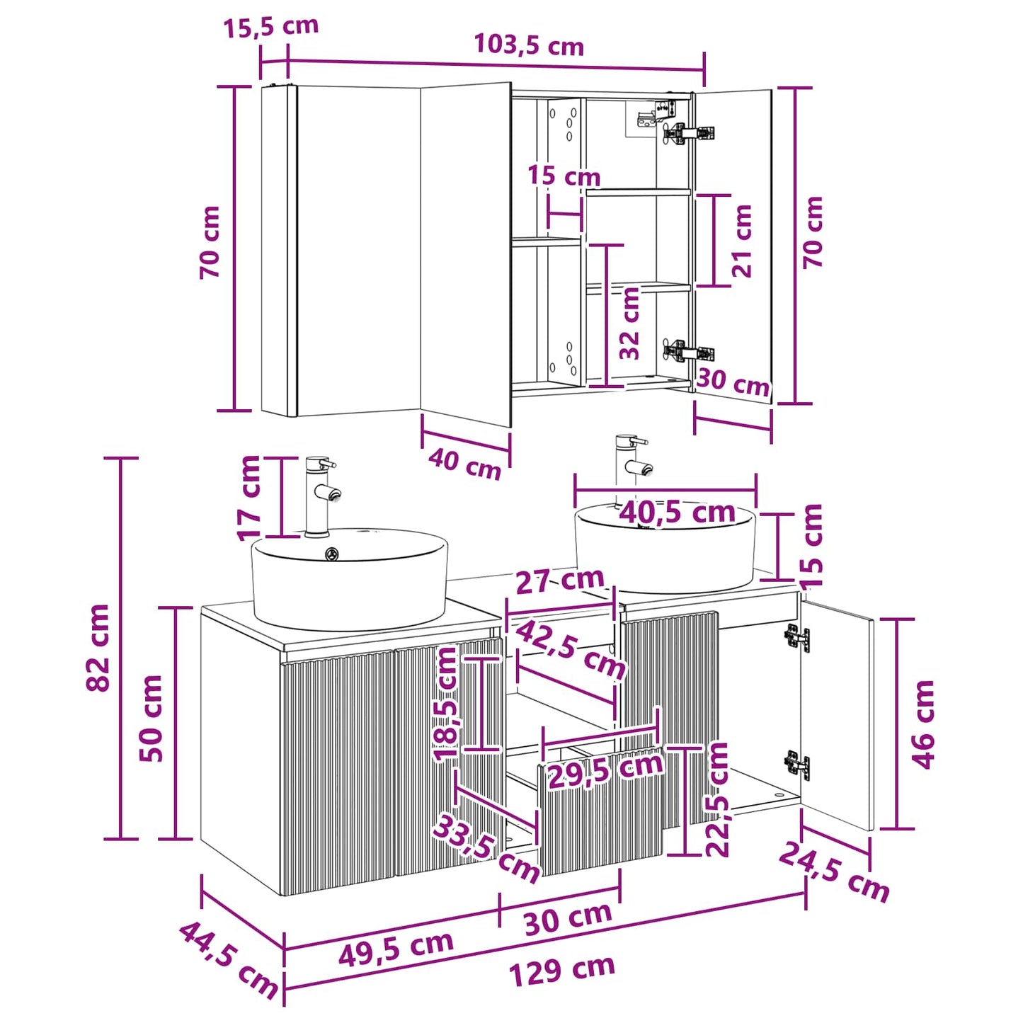 vidaXL Bathroom Cabinet Set 4 pcs Sonoma Oak Engineered Wood