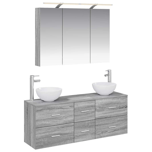 vidaXL Bathroom Furniture Set 4 pcs Grey Sonoma