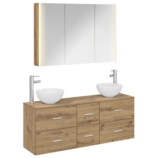 vidaXL Bathroom Furniture Set 4 pcs Artisan Oak