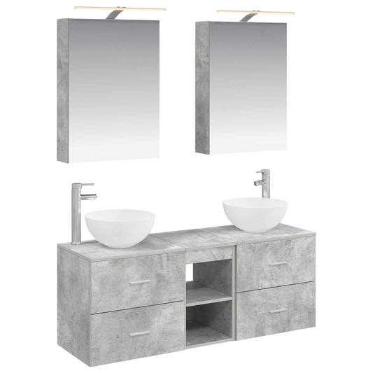 vidaXL Bathroom Furniture Set 5 pcs Concrete Grey