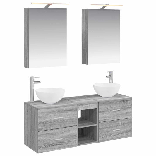 vidaXL Bathroom Furniture Set 5 pcs Grey Sonoma