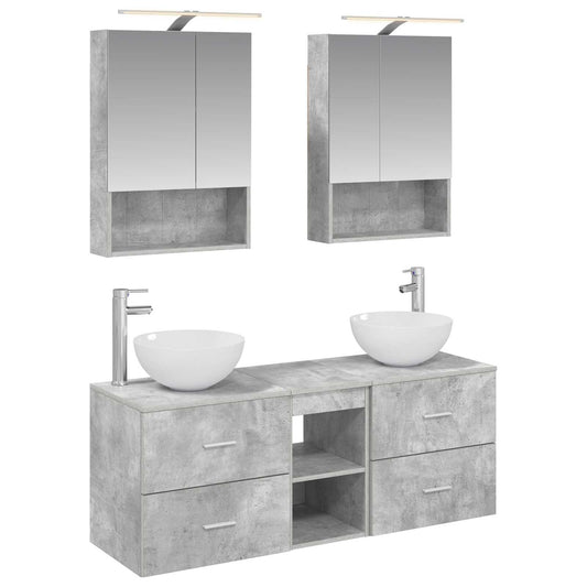 vidaXL Bathroom Furniture Set 5 pcs Concrete Grey