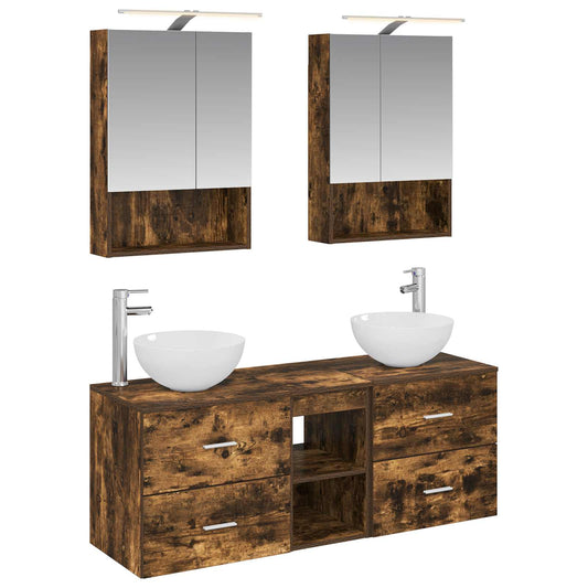 vidaXL Bathroom Furniture Set 5 pcs Smoked Oak