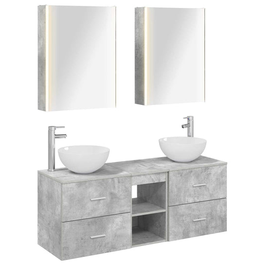 vidaXL Bathroom Furniture Set 5 pcs Concrete Grey