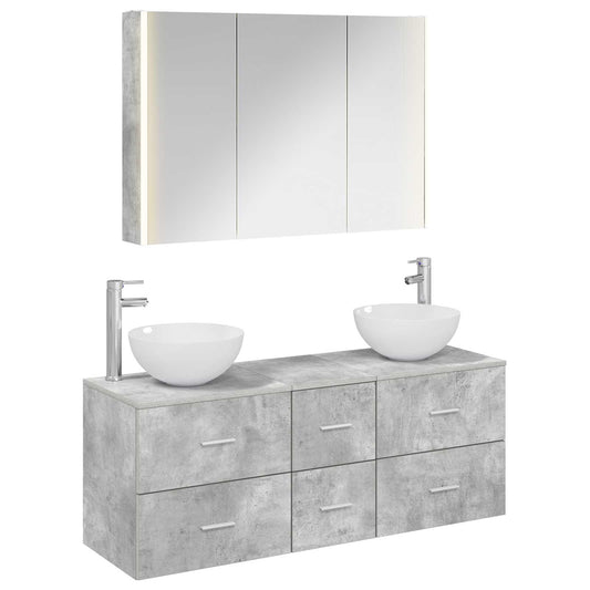 vidaXL Bathroom Furniture Set 4 pcs Concrete Grey