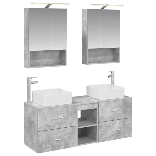 vidaXL Bathroom Furniture Set 5 pcs Concrete Grey