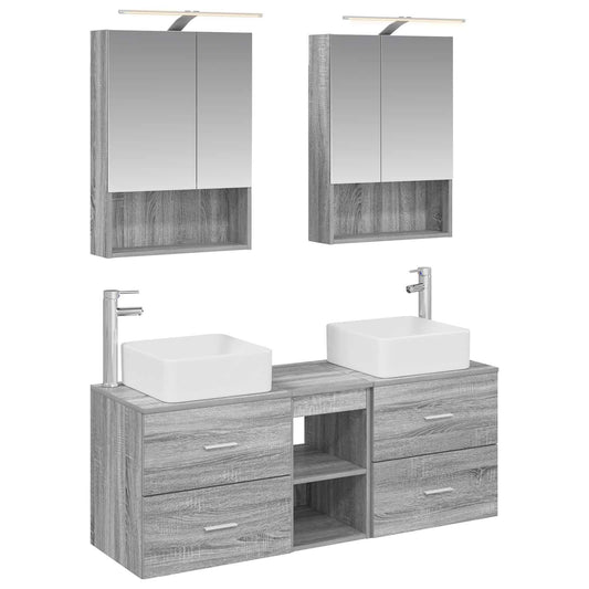 vidaXL Bathroom Furniture Set 5 pcs Grey Sonoma