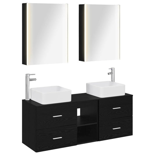 vidaXL Bathroom Furniture Set 5 pcs Black Oak