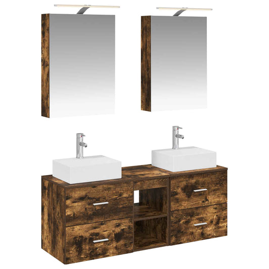 vidaXL Bathroom Furniture Set 5 pcs Smoked Oak