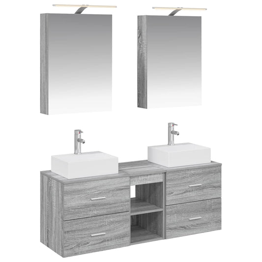 vidaXL Bathroom Furniture Set 5 pcs Grey Sonoma