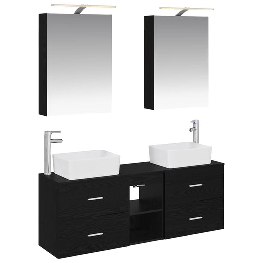vidaXL Bathroom Furniture Set 5 pcs Black Oak