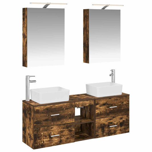 vidaXL Bathroom Furniture Set 5 pcs Smoked Oak
