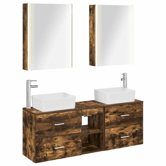 vidaXL Bathroom Furniture Set 5 pcs Smoked Oak