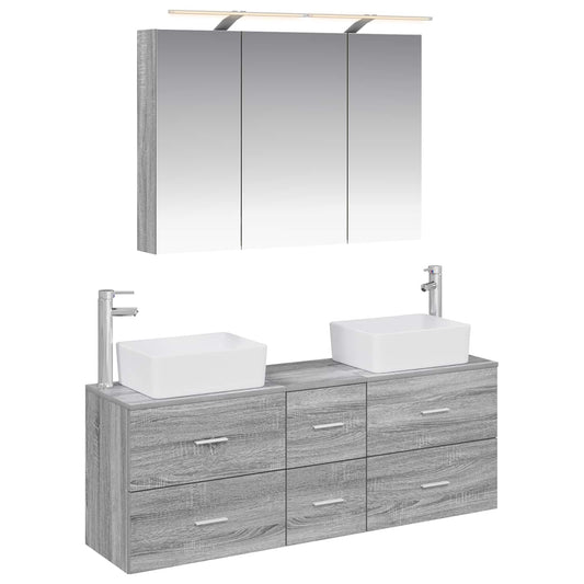 vidaXL Bathroom Furniture Set 4 pcs Grey Sonoma