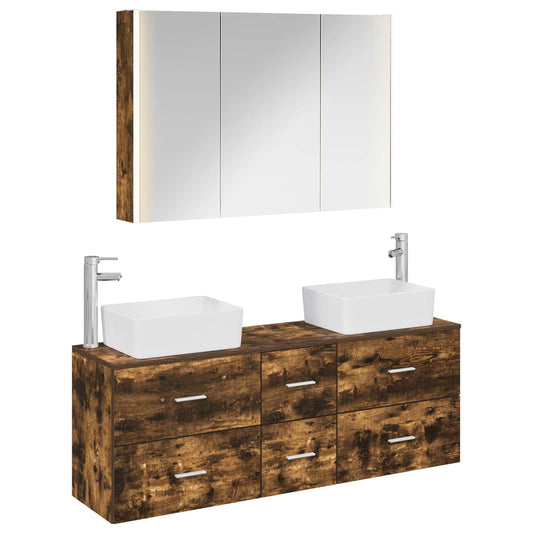 vidaXL Bathroom Furniture Set 4 pcs Smoked Oak