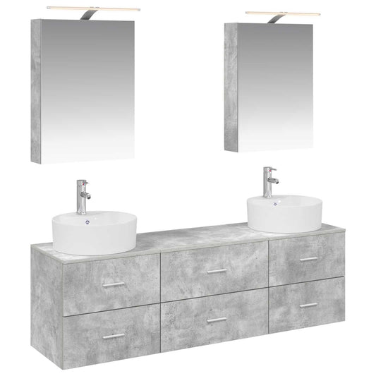 vidaXL Bathroom Furniture Set 5 pcs Concrete Grey