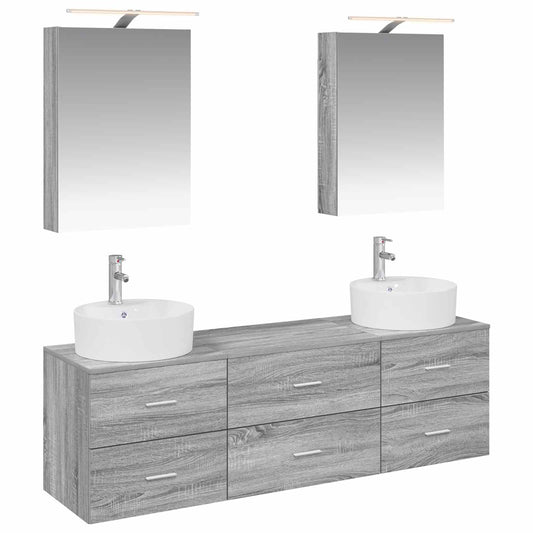 vidaXL Bathroom Furniture Set 5 pcs Grey Sonoma