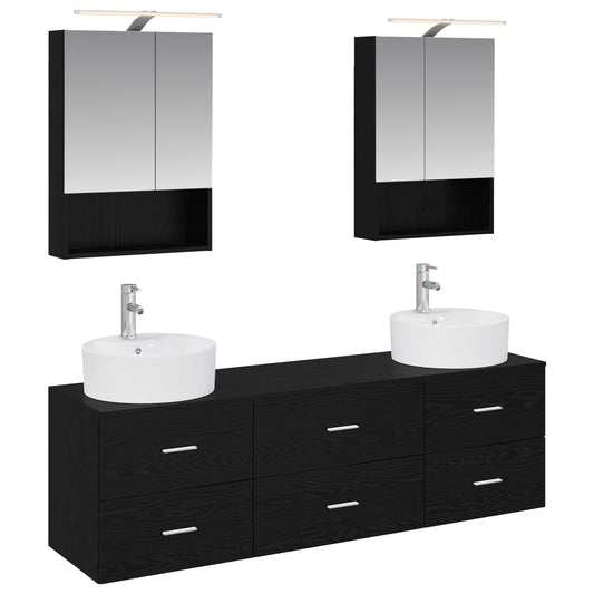 vidaXL Bathroom Furniture Set 5 pcs Black Oak