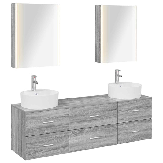 vidaXL Bathroom Furniture Set 5 pcs Grey Sonoma