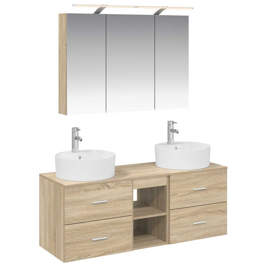 vidaXL Bathroom Furniture Set 4 pcs Sonoma Oak