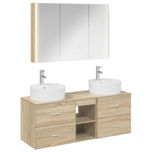 vidaXL Bathroom Furniture Set 4 pcs Sonoma Oak