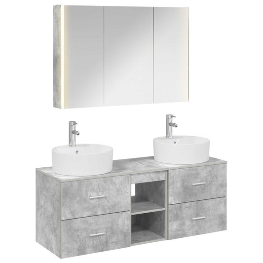 vidaXL Bathroom Furniture Set 4 pcs Concrete Grey