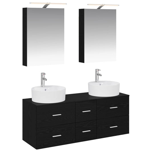 vidaXL Bathroom Furniture Set 5 pcs Black Oak