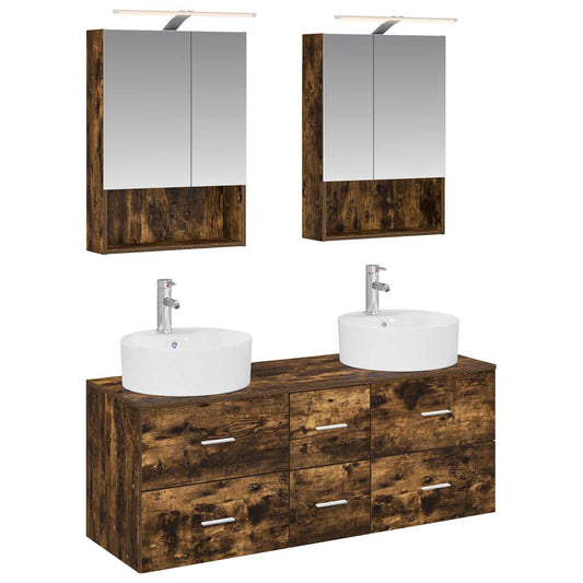 vidaXL Bathroom Furniture Set 5 pcs Smoked Oak