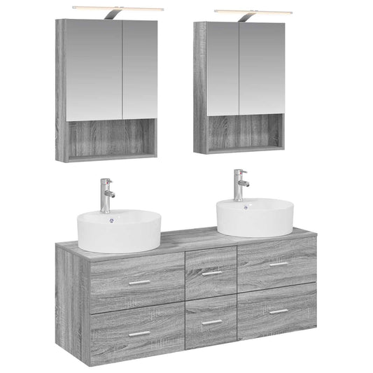 vidaXL Bathroom Furniture Set 5 pcs Grey Sonoma