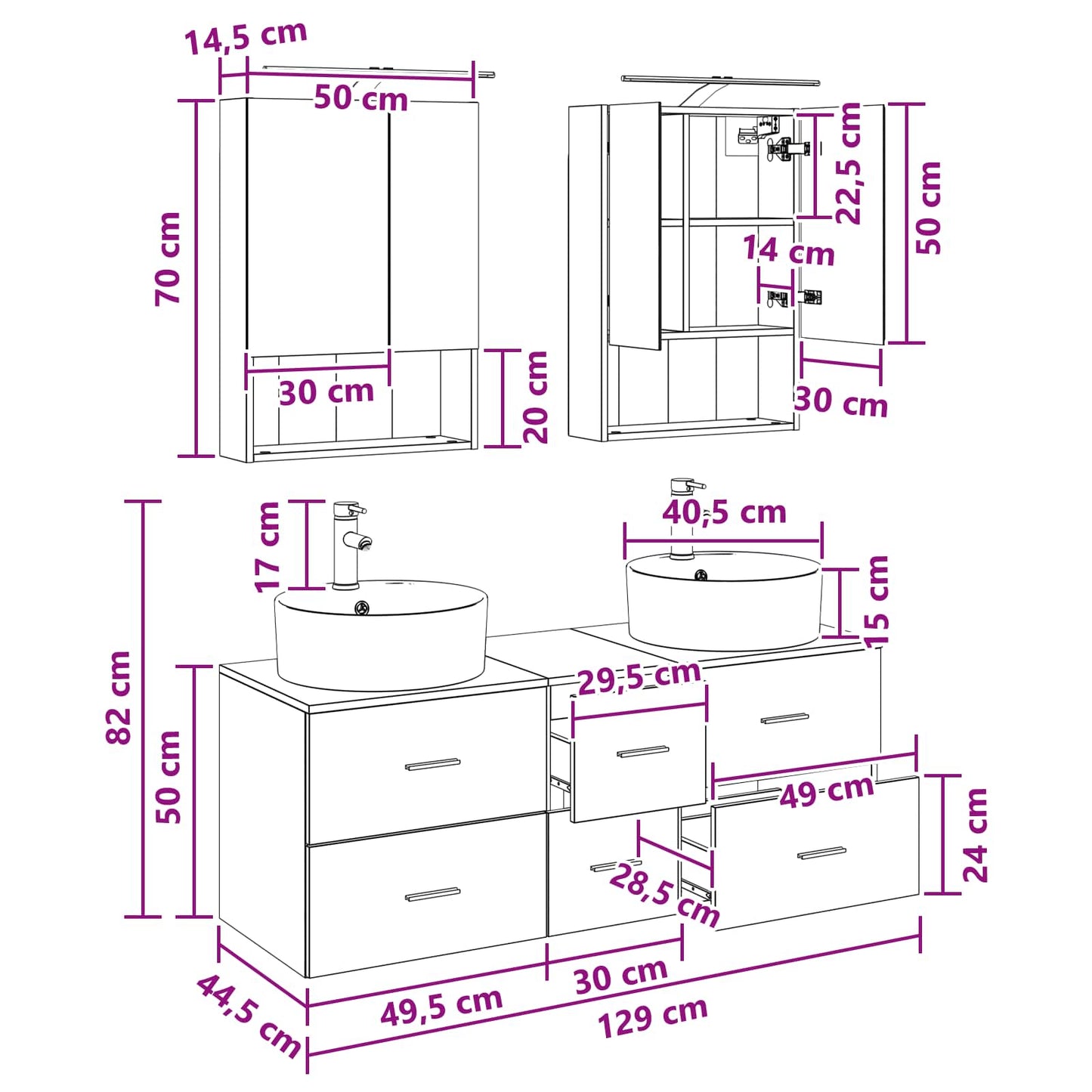 vidaXL Bathroom Furniture Set 5 pcs Artisan Oak